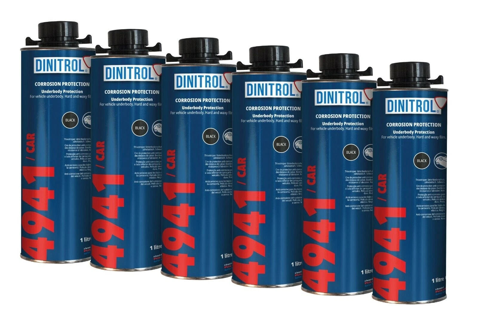 Share 6 x DINITROL 4941 Underbody Chassis Rust Proofing Black Wax 1L Litre Can